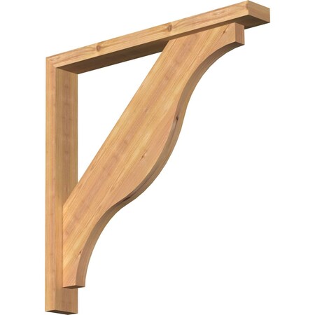 Ekena Millwork Funston Block Smooth Bracket w/ Offset Brace, Western Red Cedar, 3 1/2"W x 28"D x 28"H BKT0402X28X28FST05SWR